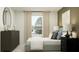 Bedroom featuring a neutral color scheme, comfortable bed, and a view out the window at 5724 Red Kite Dr, Wimauma, FL 33598