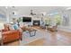 Cozy living room boasting a fireplace, ceiling fan, comfortable seating, and natural light at 715 45Th Ne Ave, St Petersburg, FL 33703