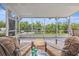 Covered patio with comfortable seating, offering a serene view of the waterfront at 715 45Th Ne Ave, St Petersburg, FL 33703