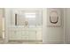 Well lit bathroom featuring a double sink vanity with stone countertop, and glass enclosed shower at 7542 E 117Th Ln, Palmetto, FL 34221