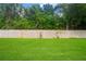 Green backyard features a well-maintained lawn and a privacy fence, perfect for outdoor enjoyment at 9402 Woodbay Dr, Tampa, FL 33626