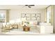 Comfortable living room with a plush sofa, natural lighting and ceiling fan at 11836 Blue Diamond Trl, Parrish, FL 34219