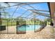 Backyard featuring a pool with spa, enclosed in a screen at 12214 Buckingham Way, Spring Hill, FL 34609