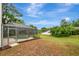 Backyard view featuring a screened-in pool, lush greenery and ample space to enjoy Florida living at 1808 Sawhorse Ct, Lutz, FL 33559