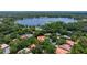 An aerial view of the property, highlighting mature trees and a nearby lake at 1936 Floresta View Dr, Tampa, FL 33618