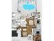 Overhead view of home layout with pool, bedrooms, living spaces, and kitchen at 1936 Floresta View Dr, Tampa, FL 33618