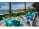 Backyard patio area with turquoise chairs, perfect for relaxing and enjoying the waterfront view at 1988 Carolina Ne Cir, St Petersburg, FL 33703