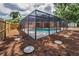 Backyard with stepping stones leading to a fenced pool, offering privacy at 2063 Ridgecrest Dr, Dunedin, FL 34698