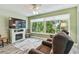 Cozy living room with a fireplace, large windows, and comfortable seating for relaxing at 2261 Swedish Dr # 47, Clearwater, FL 33763