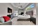 Bright and airy main bedroom with access to a pool view, features modern furnishings and a serene atmosphere at 5117 Whispering Leaf Trl, Valrico, FL 33596