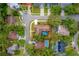 An aerial shot showcases the home's layout, mature landscaping, and inviting pool within a neighborhood setting at 625 Fayette S Dr, Safety Harbor, FL 34695
