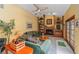 Bright living room features a fireplace, built-in shelving, and comfortable seating at 625 Fayette S Dr, Safety Harbor, FL 34695