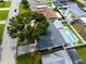Aerial view of a landscaped property with a private pool and an attractive patio area at 6920 13Th N Ave, St Petersburg, FL 33710