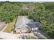 Aerial view of a home showing the layout, surrounding trees, a driveway, and roof details at 7002 Doreen St, Tampa, FL 33617