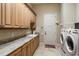 Functional laundry room features ample cabinet space, utility sink, and modern washer and dryer at 841 Ponce De Leon Dr, St Petersburg, FL 33715