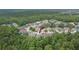 Aerial view displaying the street, surrounding lush trees and neighborhood at 10515 Canary Isle Dr, Tampa, FL 33647