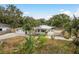 Single-story home with a spacious wooden deck, well-manicured lawn, and tropical landscaping at 12 Bayou Ln, Palm Harbor, FL 34683