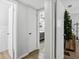 Hallway view, showcasing multiple doorways, a glimpse of the decor, and wood-look floors at 1242 74Th N St, St Petersburg, FL 33710