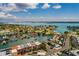 Expansive aerial view showing the waterfront location of the townhome near the community and ocean at 222 Skiff Pt, Clearwater, FL 33767