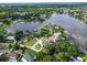 Beautiful aerial shot showcasing lakefront homes with lush greenery and scenic water views at 3724 Fawn Grove Ct, Land O Lakes, FL 34639