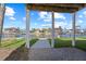 Scenic waterfront view from the covered patio, showcasing the canal and neighboring homes under a sunny, cloud-filled sky at 4137 Des Prez Ct, Hernando Beach, FL 34607