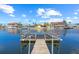 Picturesque waterfront view of the canal and neighborhood from the end of a private wooden dock at 4137 Des Prez Ct, Hernando Beach, FL 34607