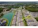 Overhead shot showcases the location of the townhome in a desirable neighborhood near a lake at 4262 Cloud Hopper Way, Lutz, FL 33559