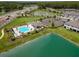 Community pool and amenities provide a luxurious lakeside living experience at 4262 Cloud Hopper Way, Lutz, FL 33559