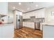 Modern kitchen featuring white cabinetry, stainless steel appliances, and sleek countertops with hardwood floors at 6635 9Th N Ave, St Petersburg, FL 33710