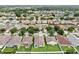 Community aerial view of houses with green lawns, fences, and tree-lined streets in a desirable neighborhood at 7611 Wood Violet Dr, Gibsonton, FL 33534