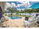 Backyard featuring a pool surrounded by well-maintained lawn and patio at 13296 88Th N Ave, Seminole, FL 33776