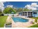 Backyard featuring a pool surrounded by well-maintained lawn and patio at 13296 88Th N Ave, Seminole, FL 33776