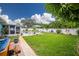 Backyard with a lush lawn, paver patio, and mature landscaping and a pool at 13296 88Th N Ave, Seminole, FL 33776