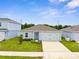 Charming single-story home featuring a well-maintained lawn, light gray paint, and a welcoming blue front door at 14532 Whitewater Way, Brooksville, FL 34604