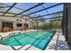 Beautiful screened-in pool area with a dining table and plenty of seating at 150 Bosphorous Ave, Tampa, FL 33606
