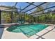 Relaxing screened-in pool featuring blue chairs and lush tropical foliage, perfect for outdoor enjoyment at 150 Bosphorous Ave, Tampa, FL 33606
