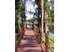 Wooden walkway over water with wooden railings, trees, and distant views of water at 1605 Send Way, Lutz, FL 33549