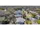 An aerial view of homes nestled among lush trees, showcasing the neighborhood's serene environment and quiet streets at 1841 Douglas Ave, Dunedin, FL 34698