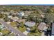 An aerial view of a suburban neighborhood featuring mature trees, spacious lots, and tree-lined streets at 1841 Douglas Ave, Dunedin, FL 34698