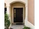 Welcoming front door entrance with side window and elegant trim at 26541 Chimney Spire Ln, Wesley Chapel, FL 33544