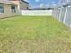 Spacious backyard enclosed by a white privacy fence with room to play at 3313 San Moise Pl, Plant City, FL 33567