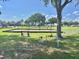 Scenic community playground with green space, swings, and a white perimeter fence at 3313 San Moise Pl, Plant City, FL 33567