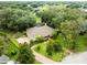 An elevated view of a lovely residence with a big yard, mature trees, and screened pool at 3402 Melissa Country Way, Lutz, FL 33559