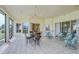 Expansive lanai with a seating area, dining space, and views of the lush green landscape at 4304 Place Le Manes, Lutz, FL 33558