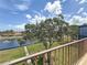 Balcony overlooking a tranquil pond, mature tree, and grassy landscape, offering a serene view at 5920 80Th N St # 406, St Petersburg, FL 33709
