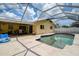 Swimming pool with surrounding concrete deck and screened in enclosure connected to the house at 6460 101St N Ave, Pinellas Park, FL 33782