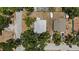 Birds-eye view of the property showcasing the roof, mature trees, and surrounding neighborhood at 8009 Somerset Ln, Tampa, FL 33615