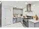 Stylish kitchen featuring stainless steel appliances, gray cabinetry, and a modern aesthetic at 848 9Th S Ave, St Petersburg, FL 33701