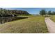 Scenic community pond with lush landscaping and a paved walking path, perfect for leisurely strolls at 11837 Thicket Wood Dr, Riverview, FL 33579