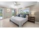 Serene bedroom with a large window offering water views and comfortable, stylish furnishings at 213 Fernwood Cir # 213, Seminole, FL 33777